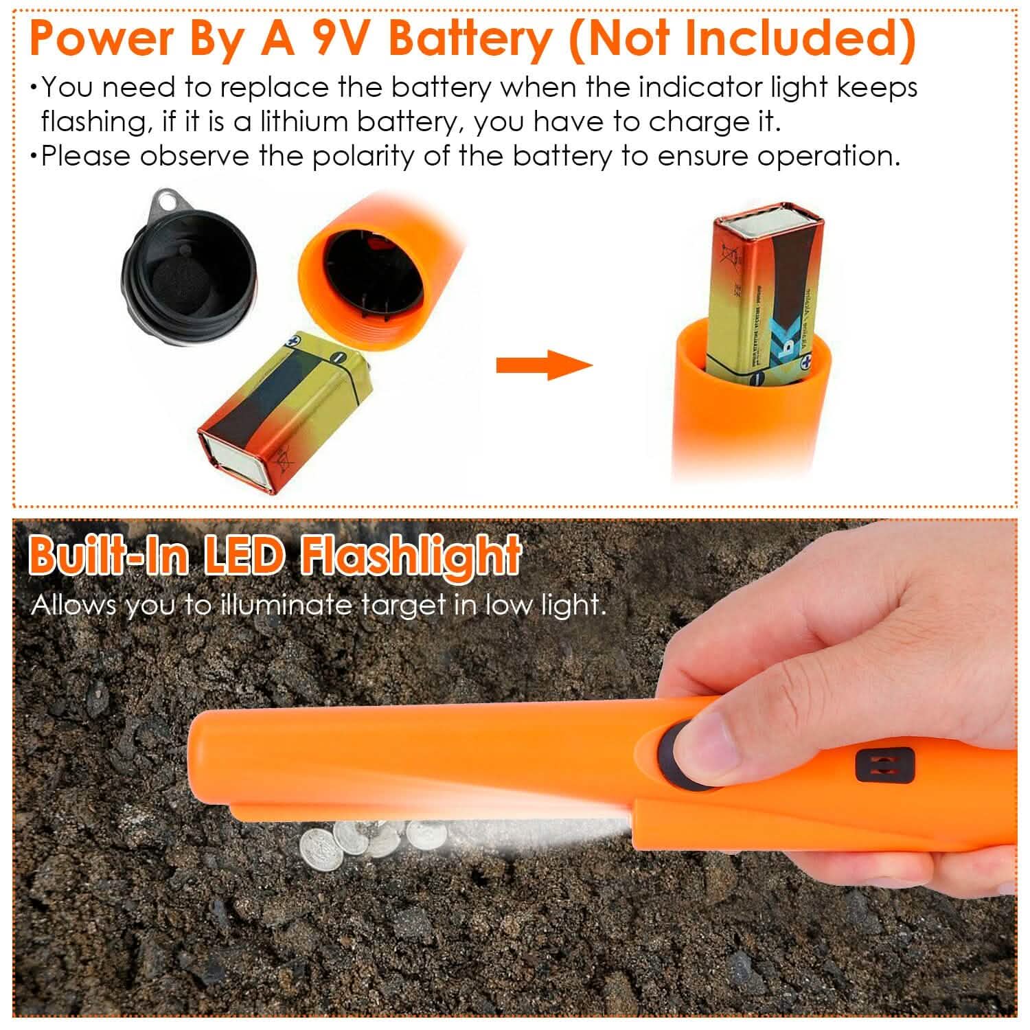 Metal Detector Pin Pointer with Retractable Hanging Wire DailySale