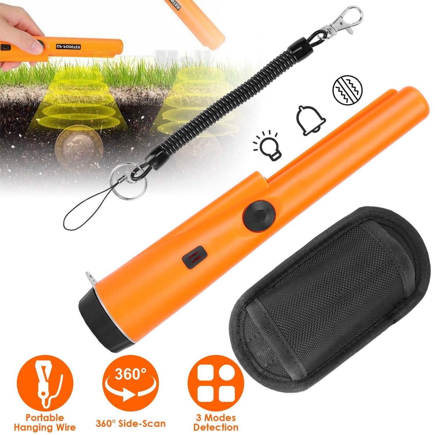 Metal Detector Pin Pointer with Retractable Hanging Wire DailySale