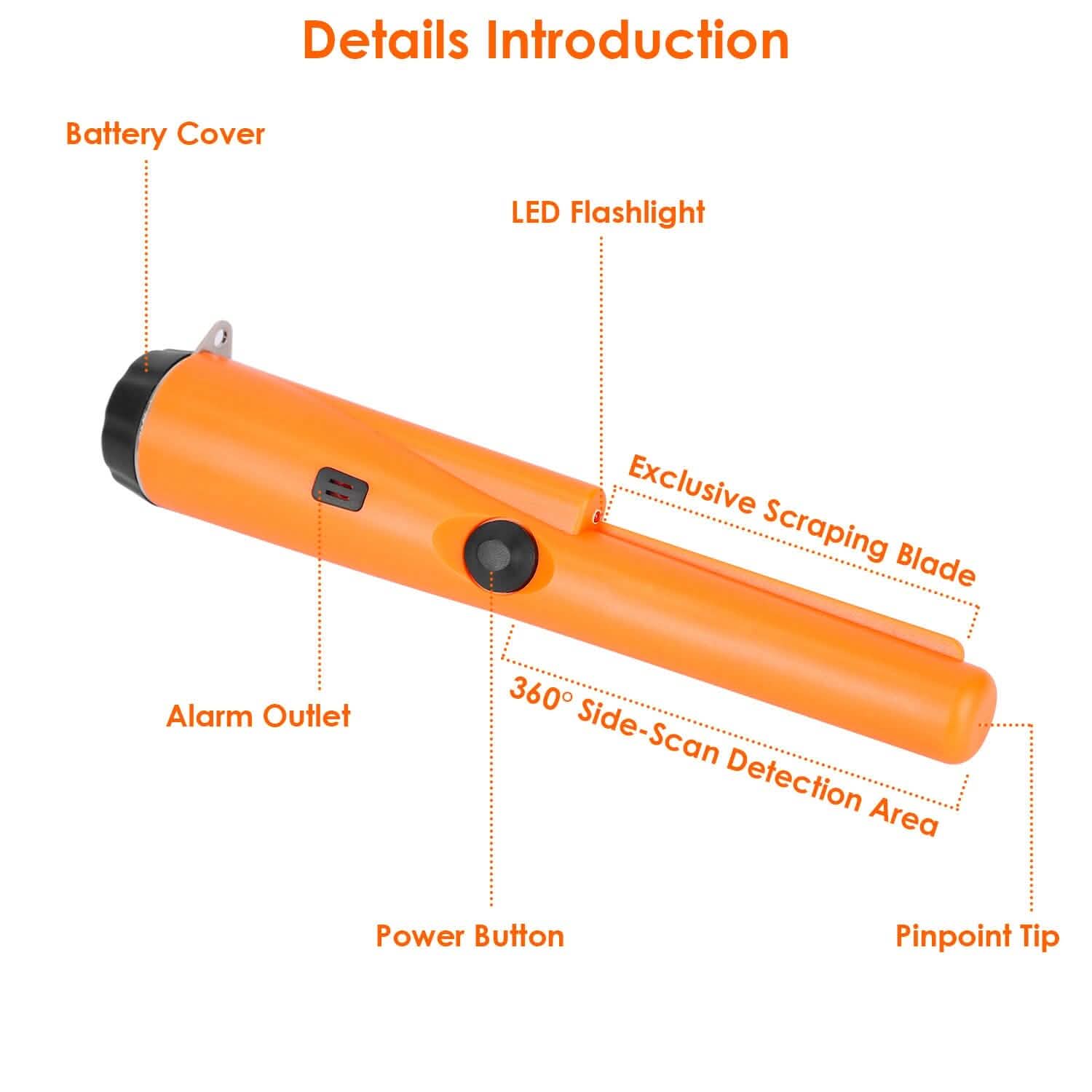 Metal Detector Pin Pointer with Retractable Hanging Wire DailySale