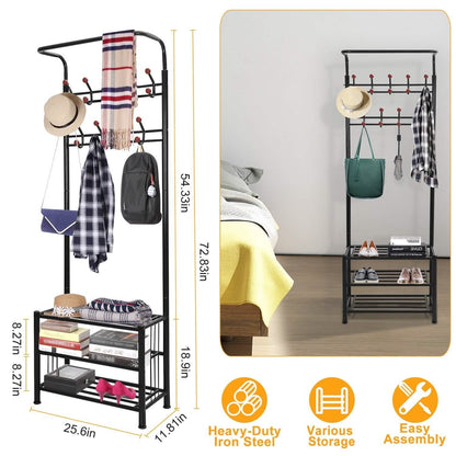 Metal Entryway Coat Shoe Rack DailySale