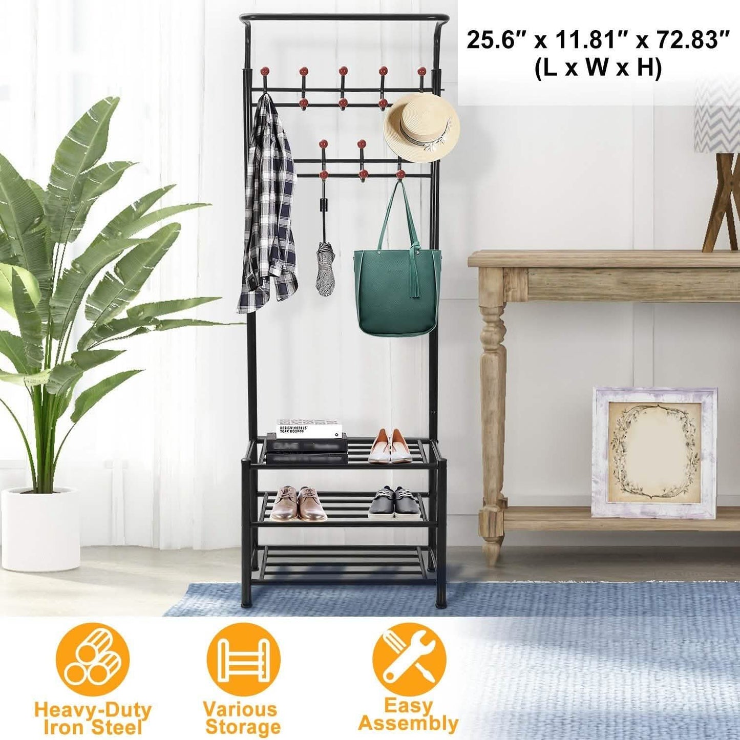 Metal Entryway Coat Shoe Rack DailySale