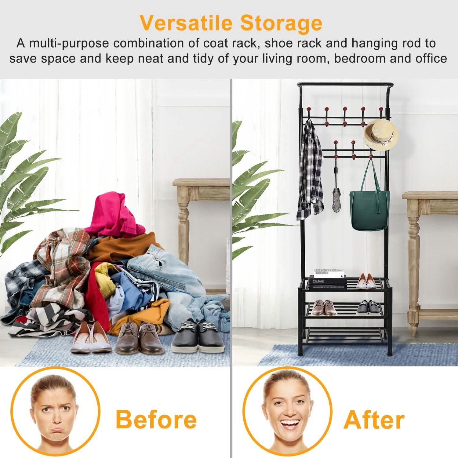 Metal Entryway Coat Shoe Rack DailySale
