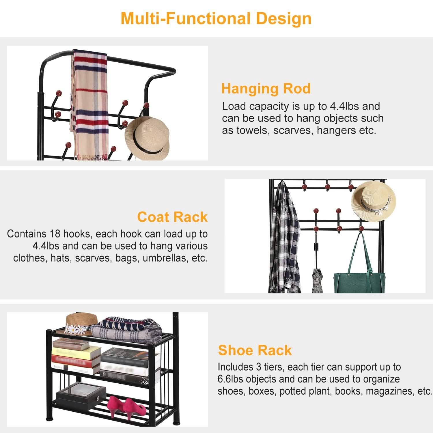 Metal Entryway Coat Shoe Rack DailySale