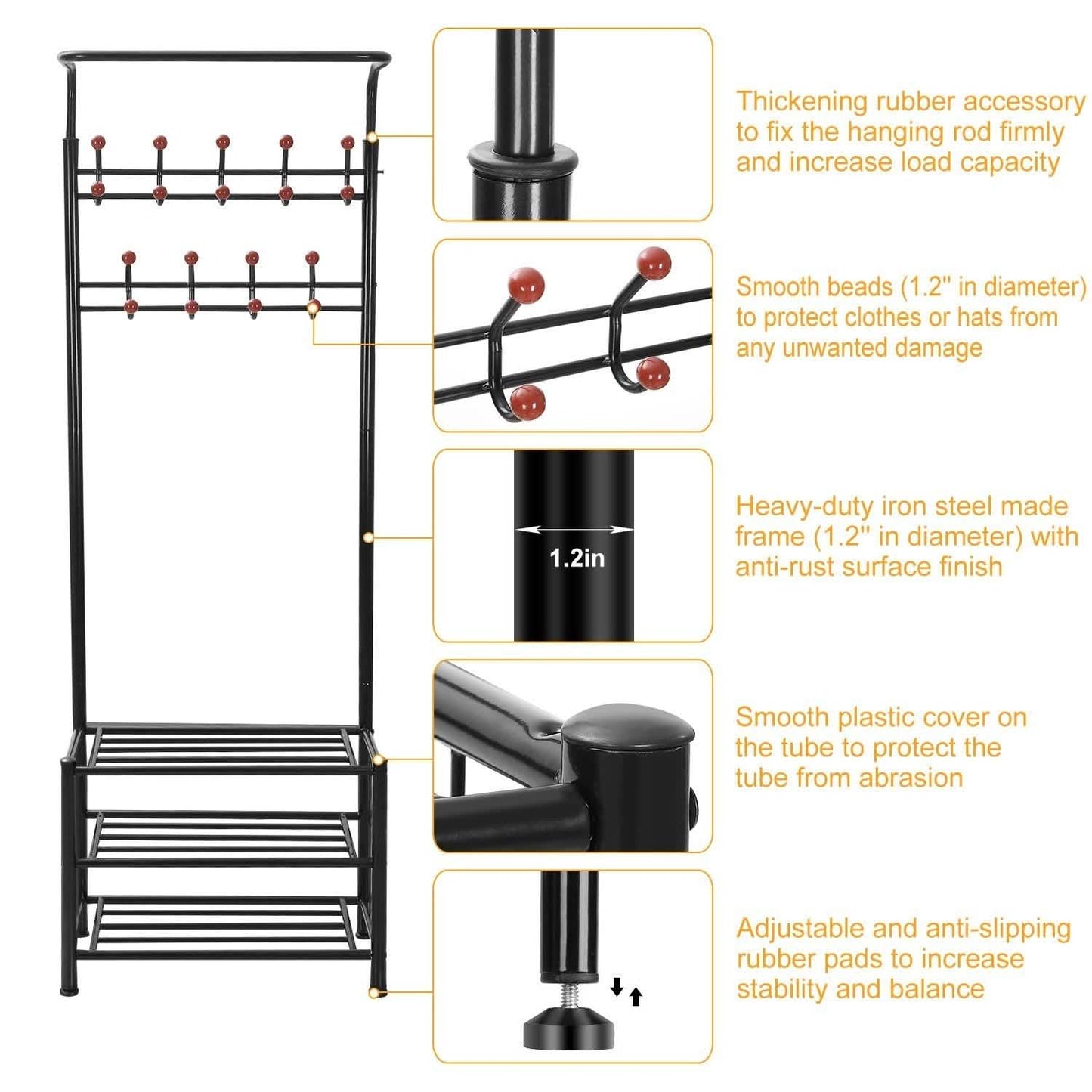 Metal Entryway Coat Shoe Rack DailySale