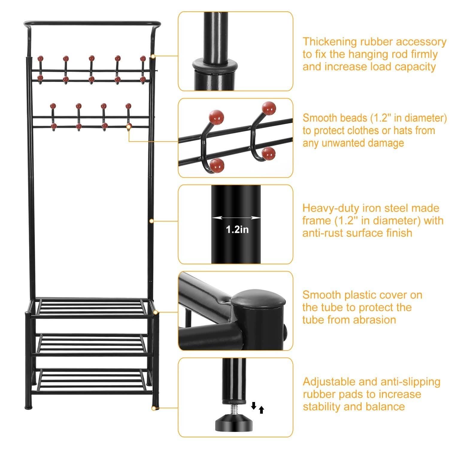 Metal Entryway Coat Shoe Rack DailySale