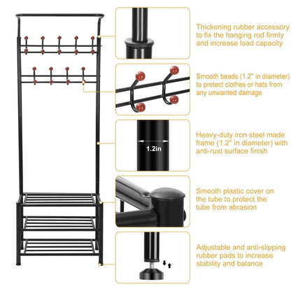 Metal Entryway Coat Shoe Rack DailySale
