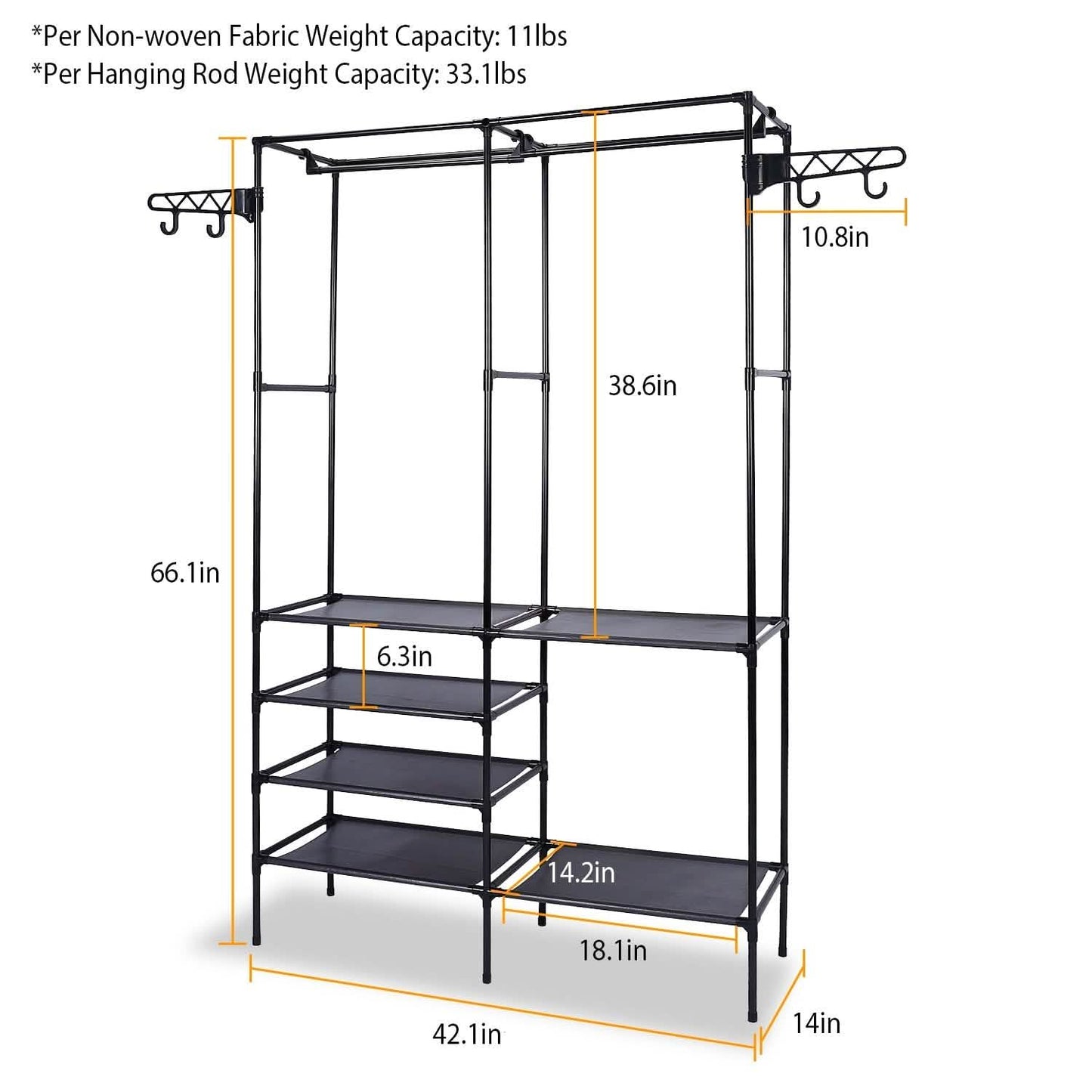 Metal Garment Rack Shoe Clothing Organizer Shelves DailySale