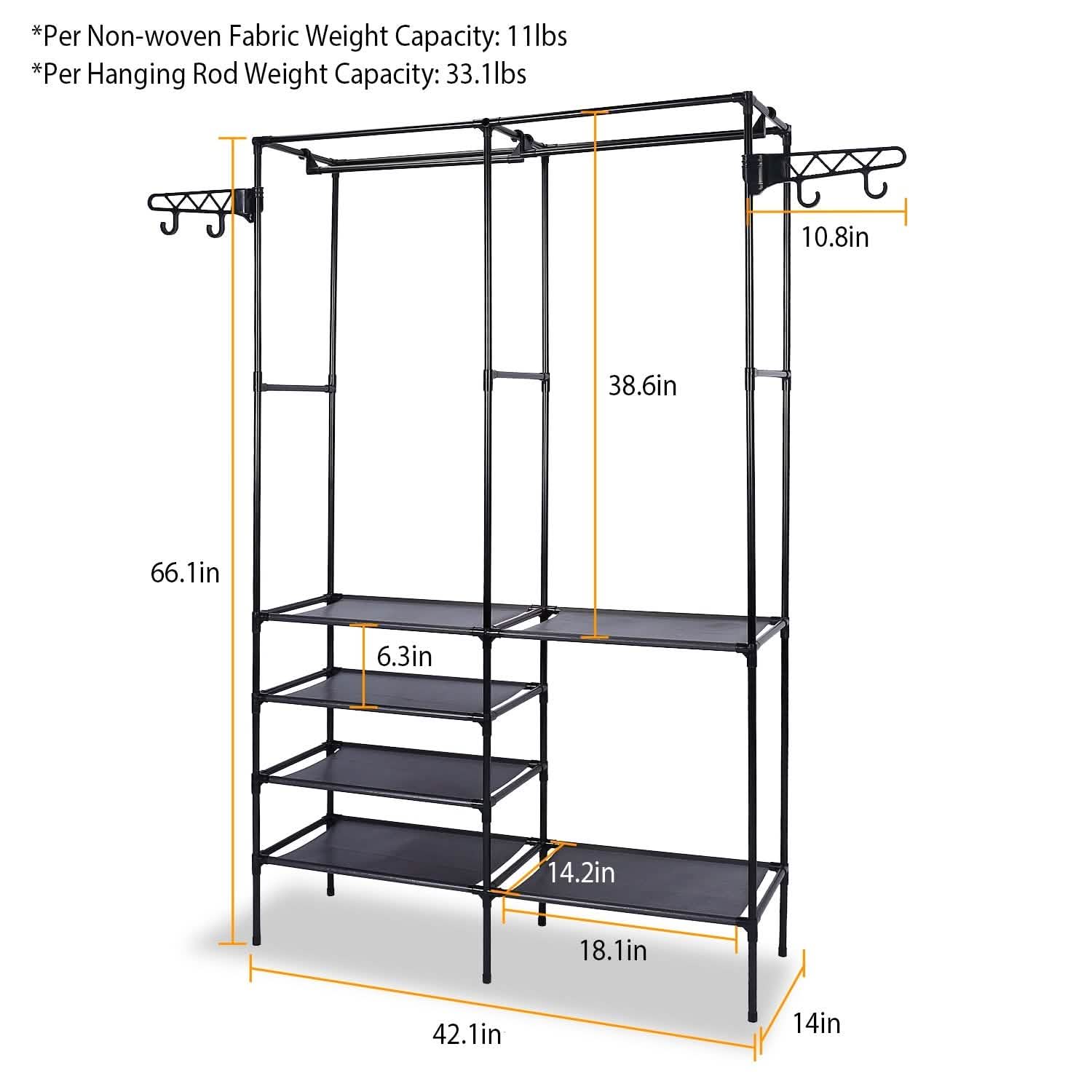 Metal Garment Rack Shoe Clothing Organizer Shelves DailySale