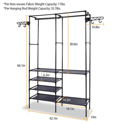 Metal Garment Rack Shoe Clothing Organizer Shelves DailySale