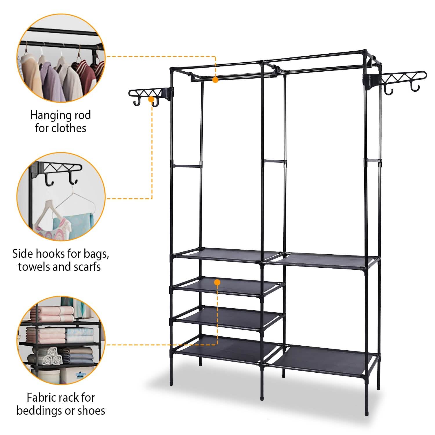 Metal Garment Rack Shoe Clothing Organizer Shelves DailySale