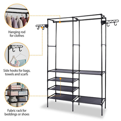 Metal Garment Rack Shoe Clothing Organizer Shelves DailySale