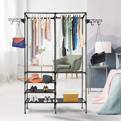 Metal Garment Rack Shoe Clothing Organizer Shelves DailySale