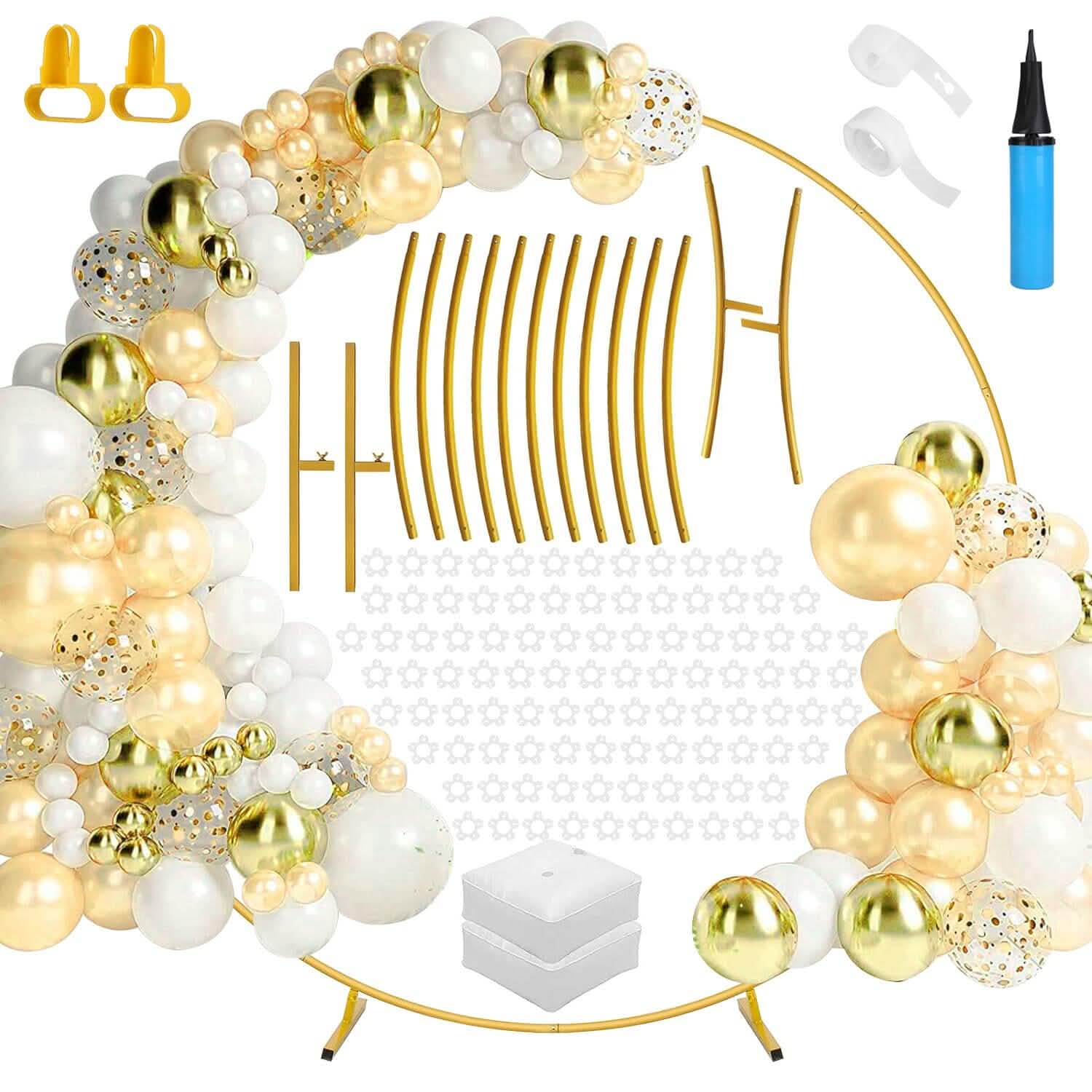 Metal Round Arch Reusable Backdrop Stand with Balloon Tools DailySale