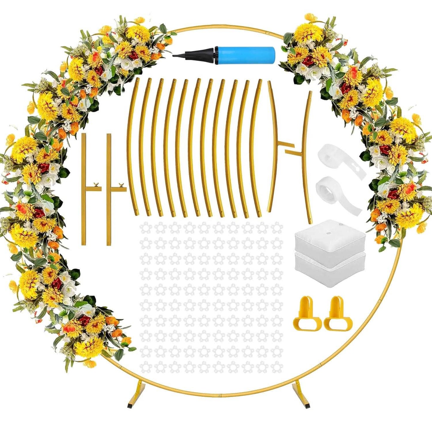 Metal Round Arch Reusable Backdrop Stand with Balloon Tools DailySale