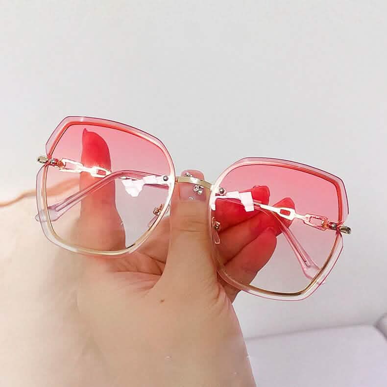 Metal Trimming Oversized Rhinestones Gradient Sun Glasses DailySale