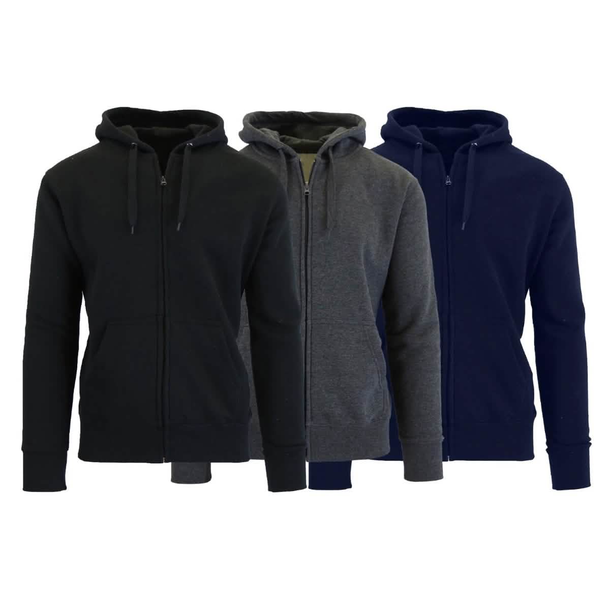 3-Pack Men's Slim-Fit Fleece-Lined Zip Hoodie DailySale