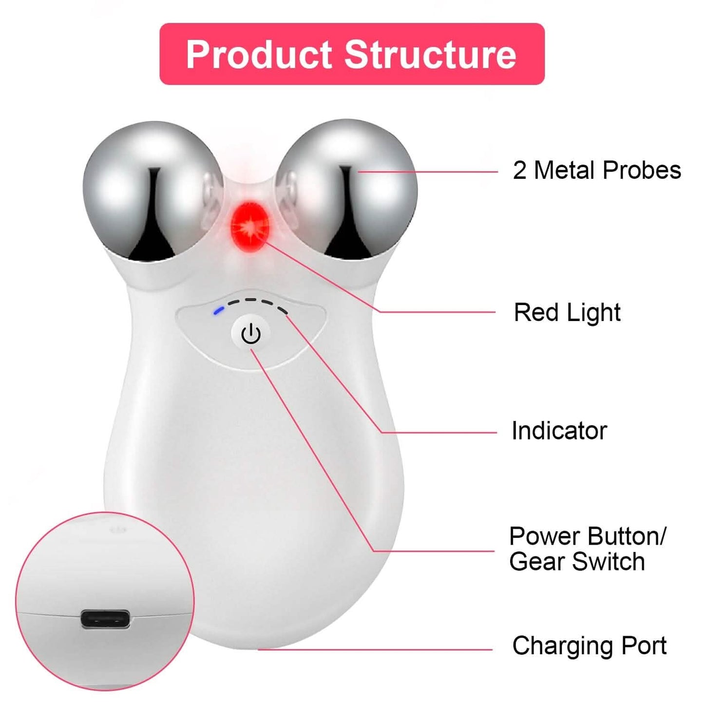 Micro-Current Face Massager Rechargeable Roller with 5 Gears DailySale