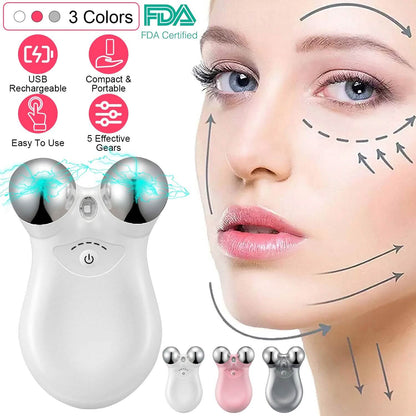 Micro-Current Face Massager Rechargeable Roller with 5 Gears DailySale