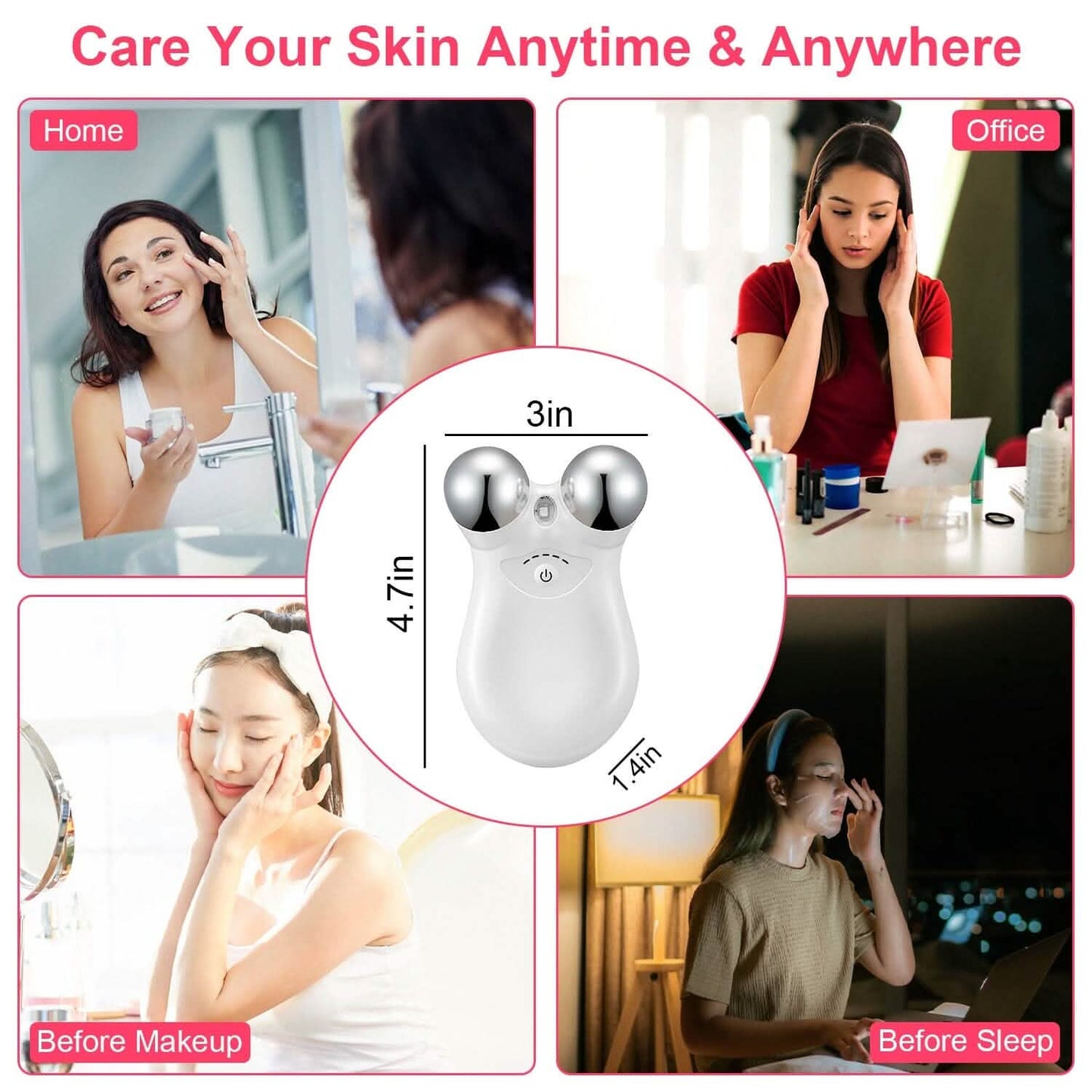 Micro-Current Face Massager Rechargeable Roller with 5 Gears DailySale