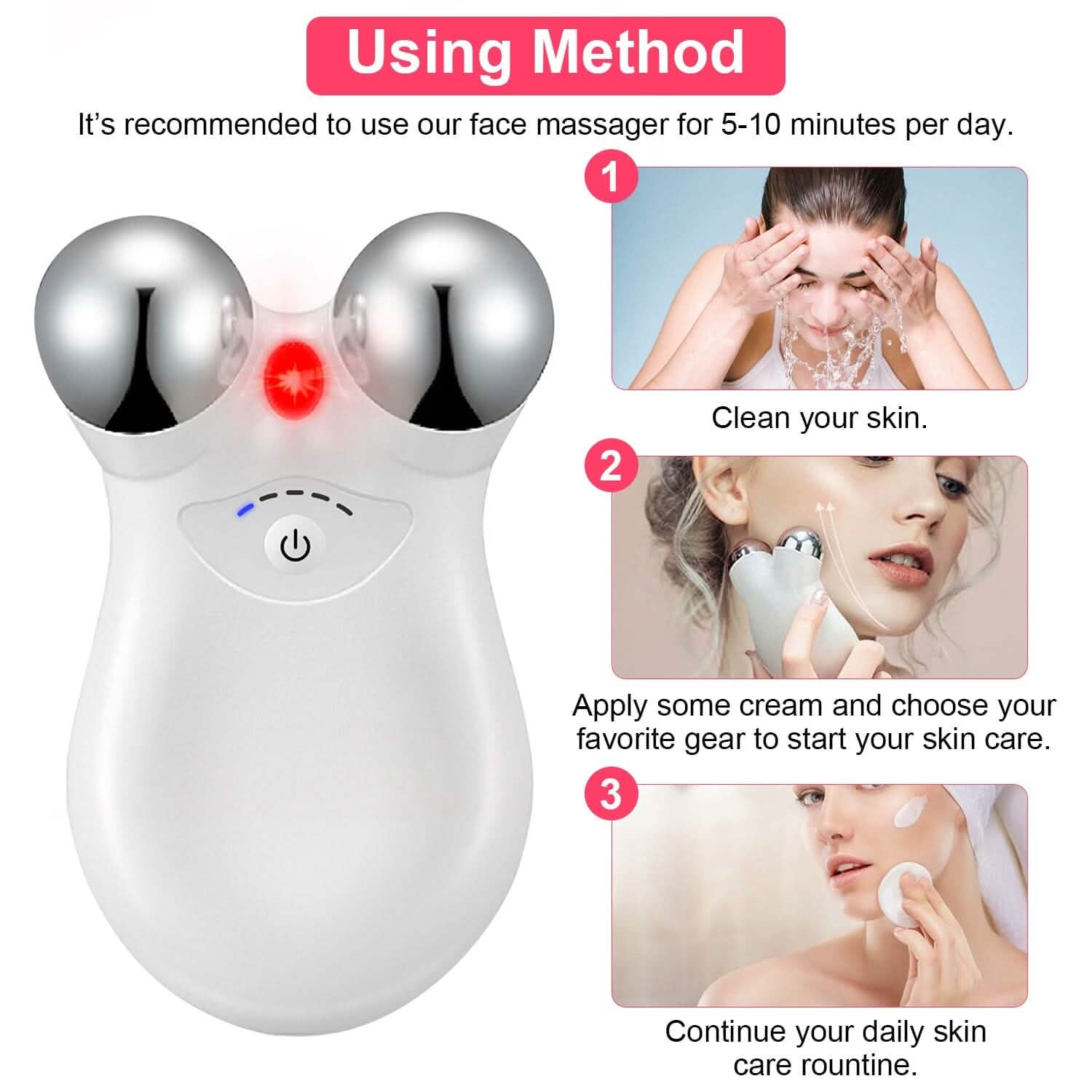 Micro-Current Face Massager Rechargeable Roller with 5 Gears DailySale