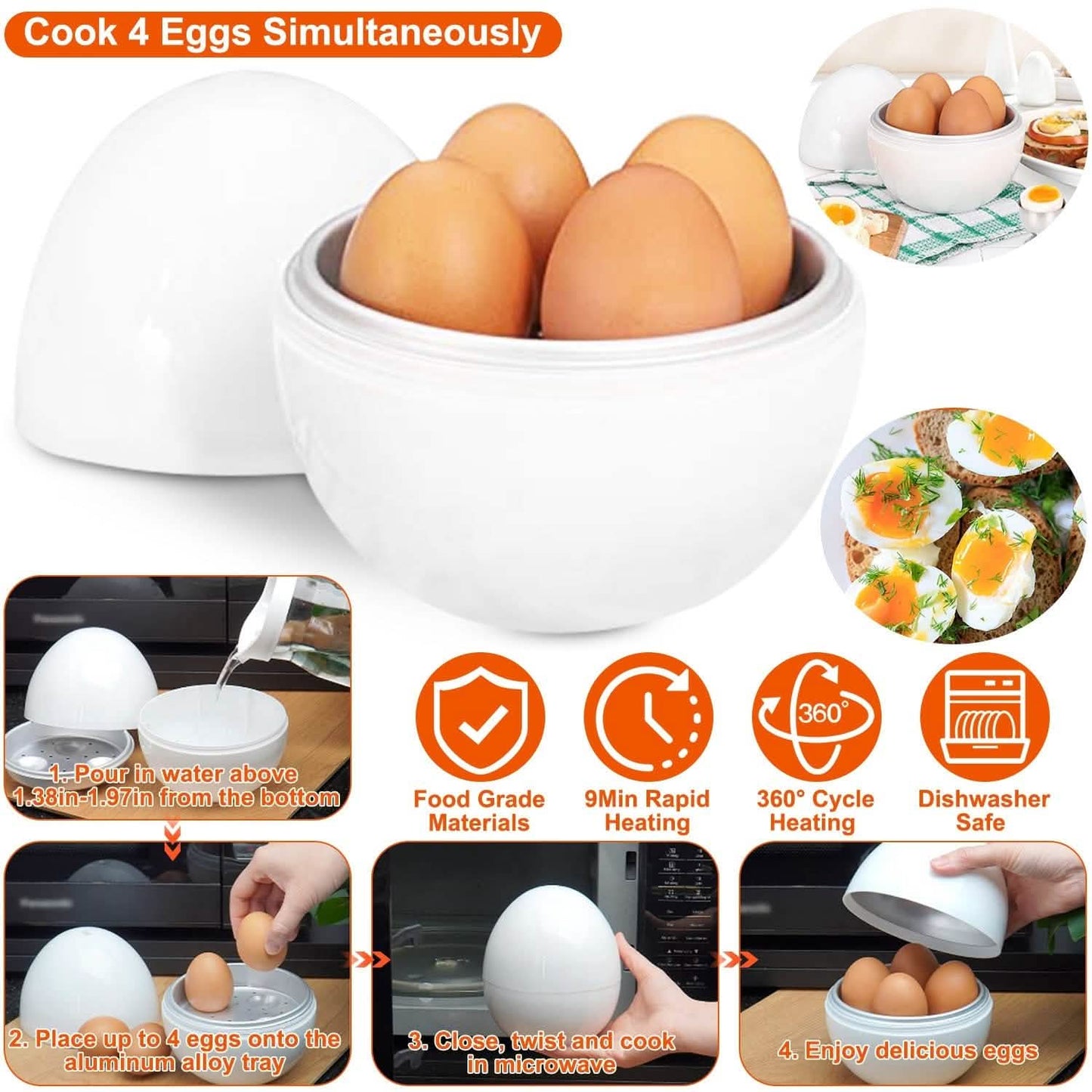 Microwave Egg Broiler Cooker Up to 4 Eggs DailySale