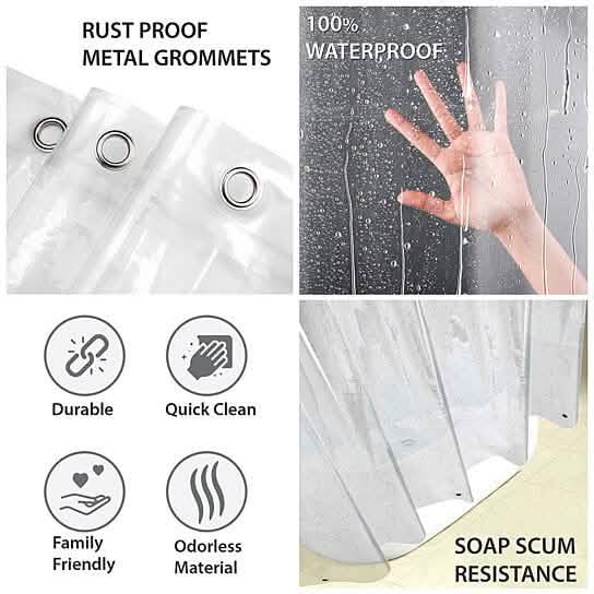 Mildew Resistant Heavyweight Vinyl Shower Curtain Liner with Magnets Metal Grommets DailySale