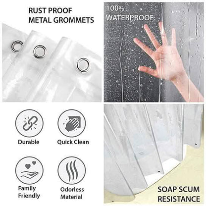 Mildew Resistant Heavyweight Vinyl Shower Curtain Liner with Magnets Metal Grommets DailySale