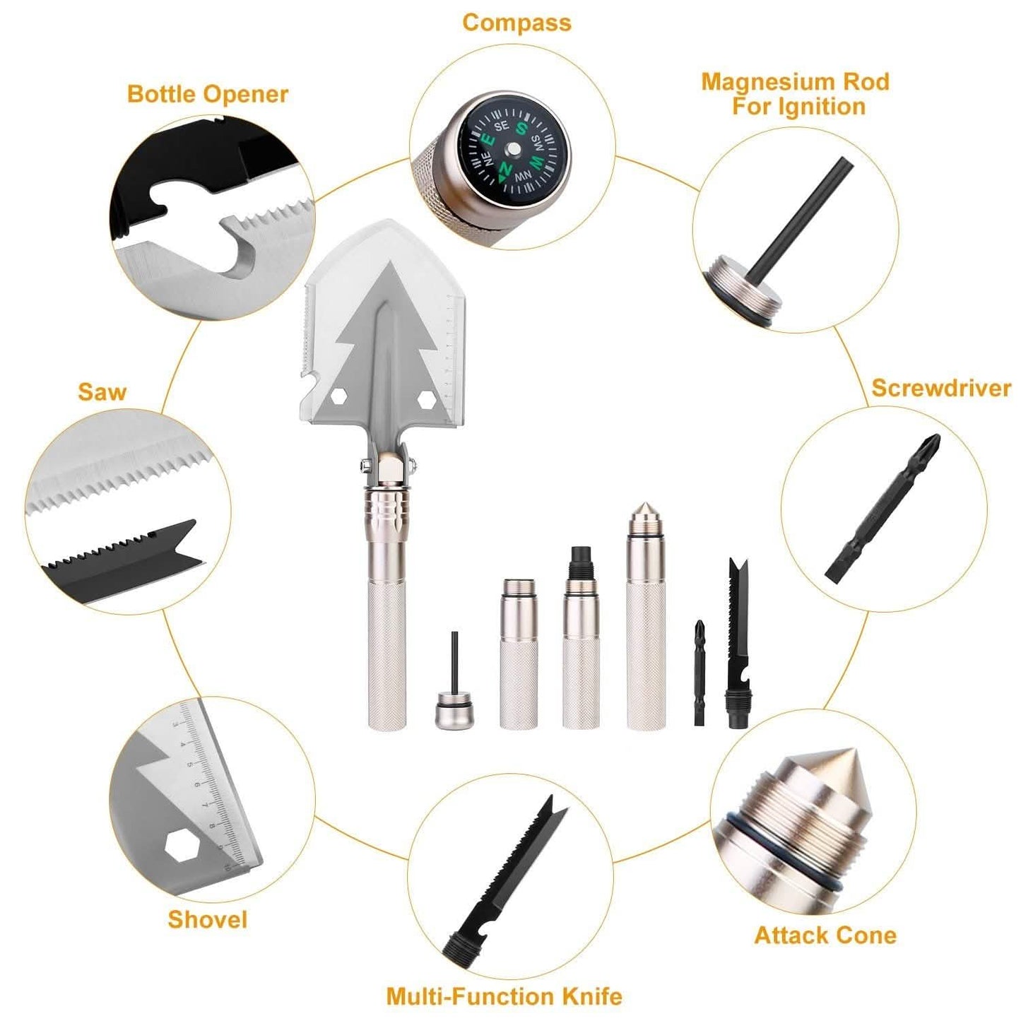 Military Folding Shovel Multifunctional Survival Emergency Spade Tactical Multitool DailySale