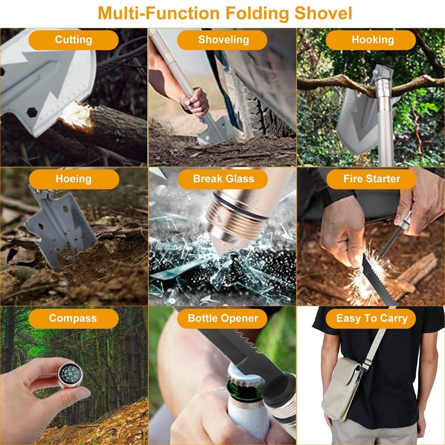 Military Folding Shovel Multifunctional Survival Emergency Spade Tactical Multitool DailySale