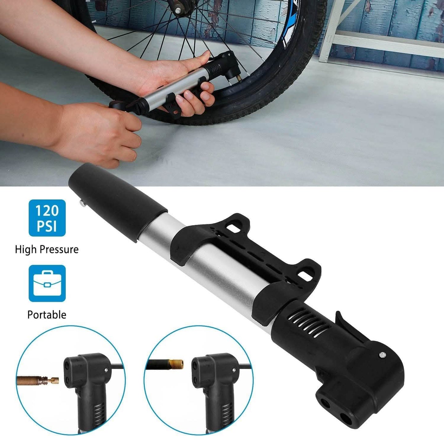 Mini Bike Pump Portable Bicycle Tire Inflator DailySale