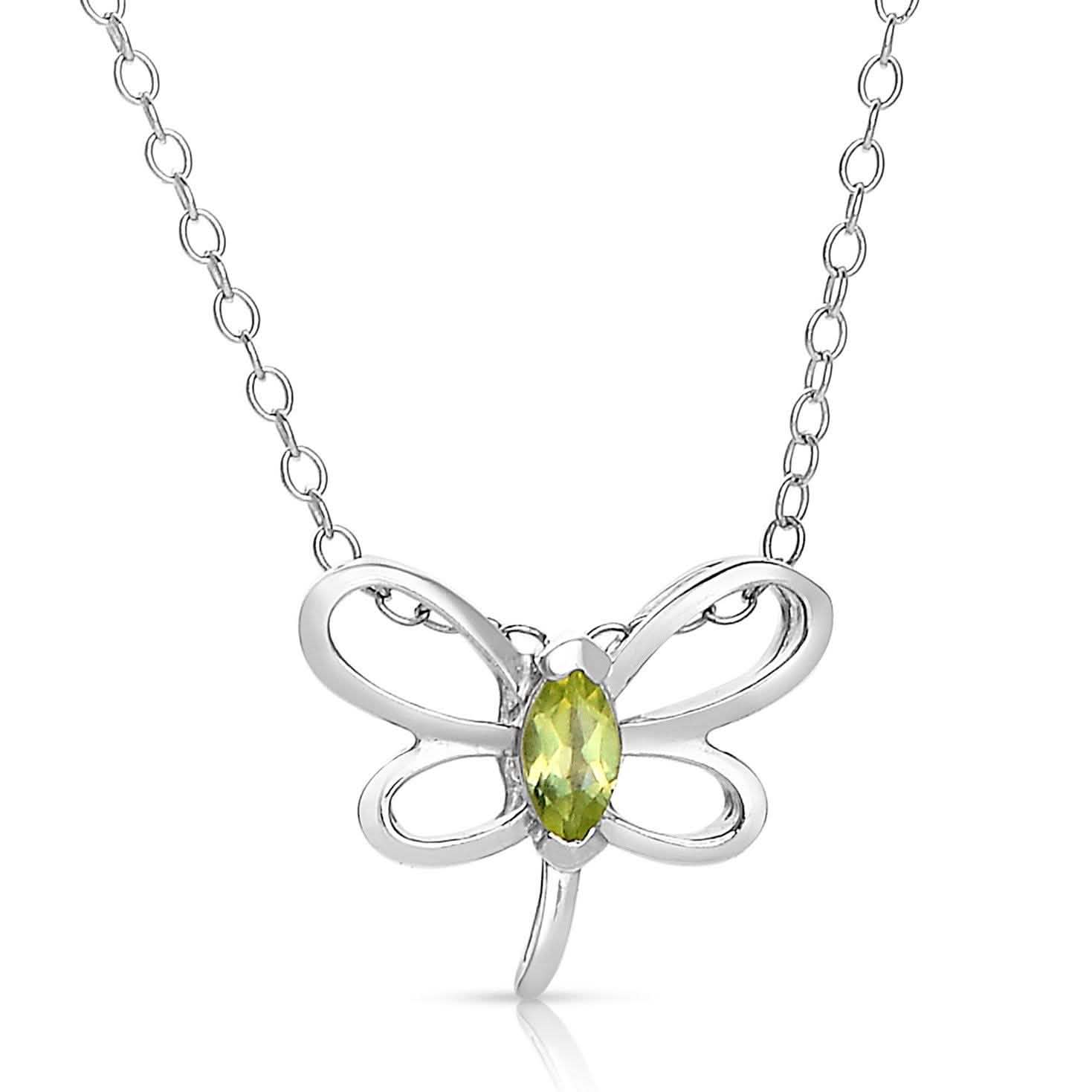 Mini Butterfly Necklace With Genuine Stone DailySale