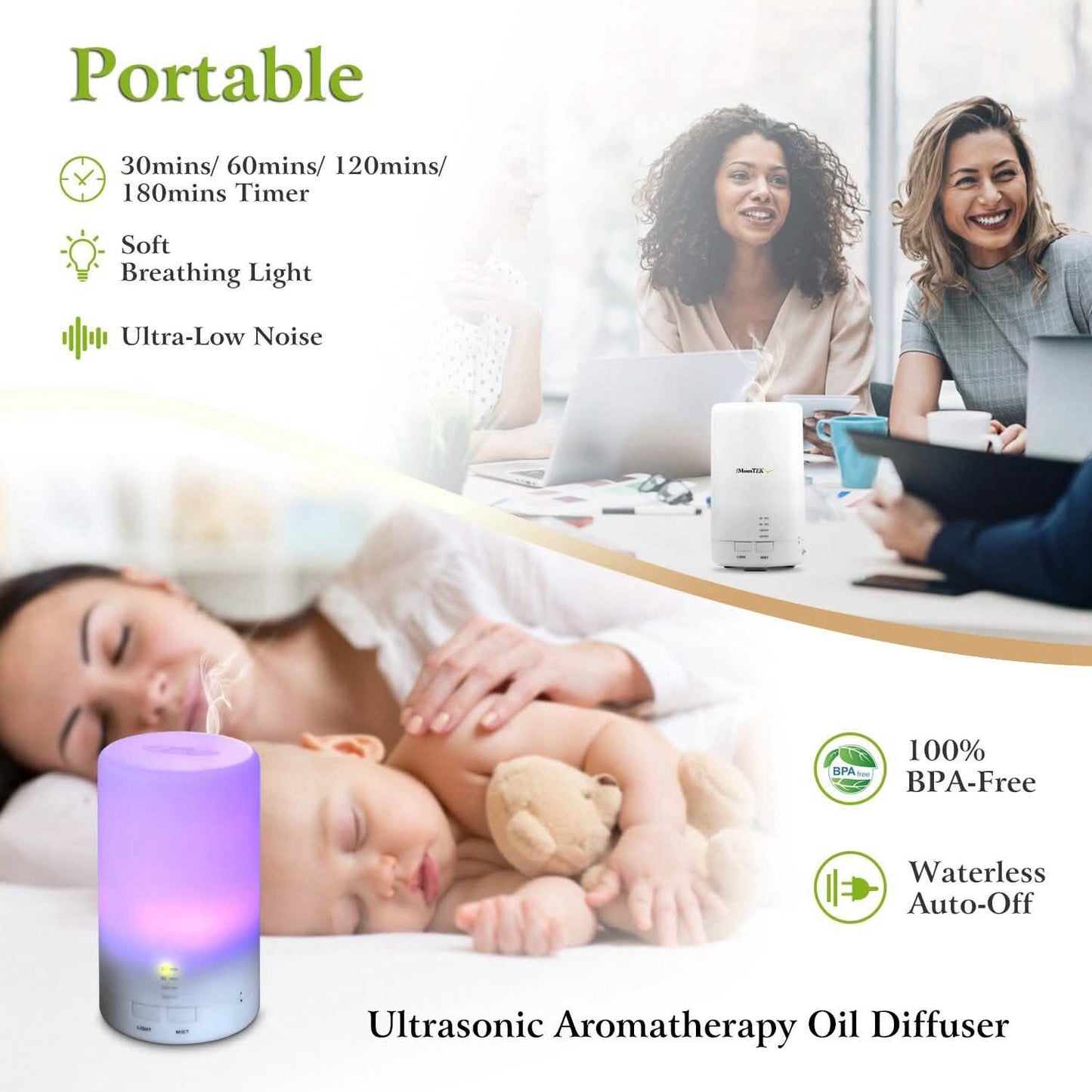 Mini Cool Mist Humidifier with 7 Color LED Lights DailySale