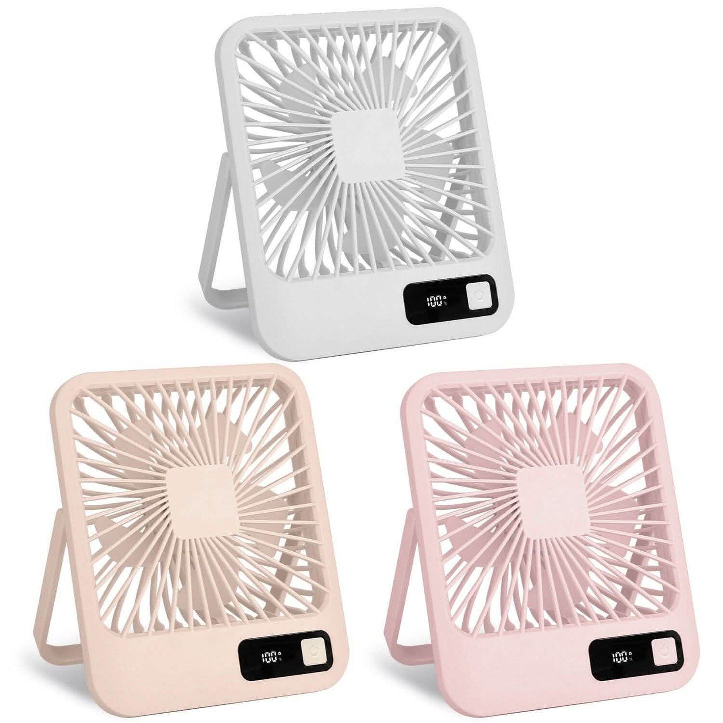 Mini Desktop Cooling Fan Rechargeable Battery Powered with LCD Display DailySale
