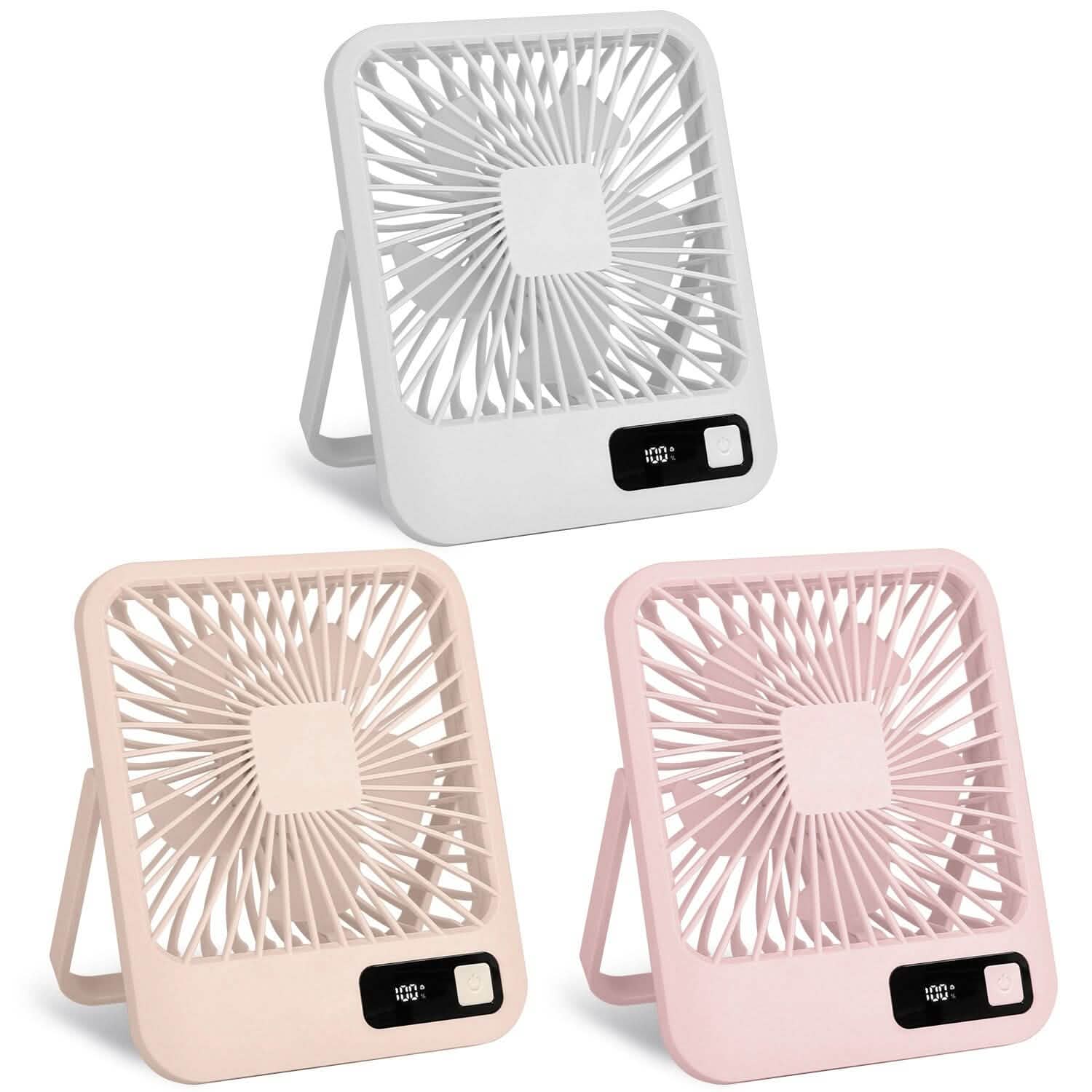 Mini Desktop Cooling Fan Rechargeable Battery Powered with LCD Display DailySale