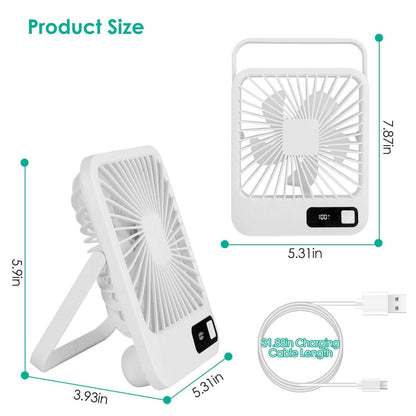 Mini Desktop Cooling Fan Rechargeable Battery Powered with LCD Display DailySale