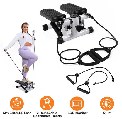 Mini Fitness Stepper with 2 Resistance Bands LCD Monitor DailySale