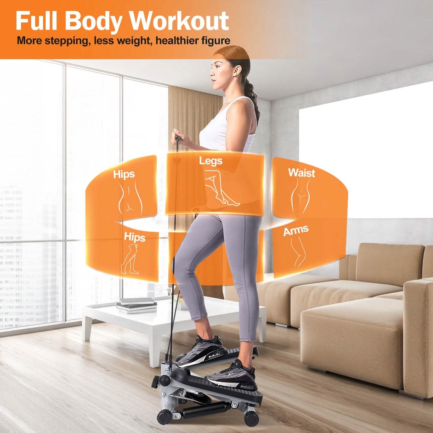 Mini Fitness Stepper with 2 Resistance Bands LCD Monitor DailySale