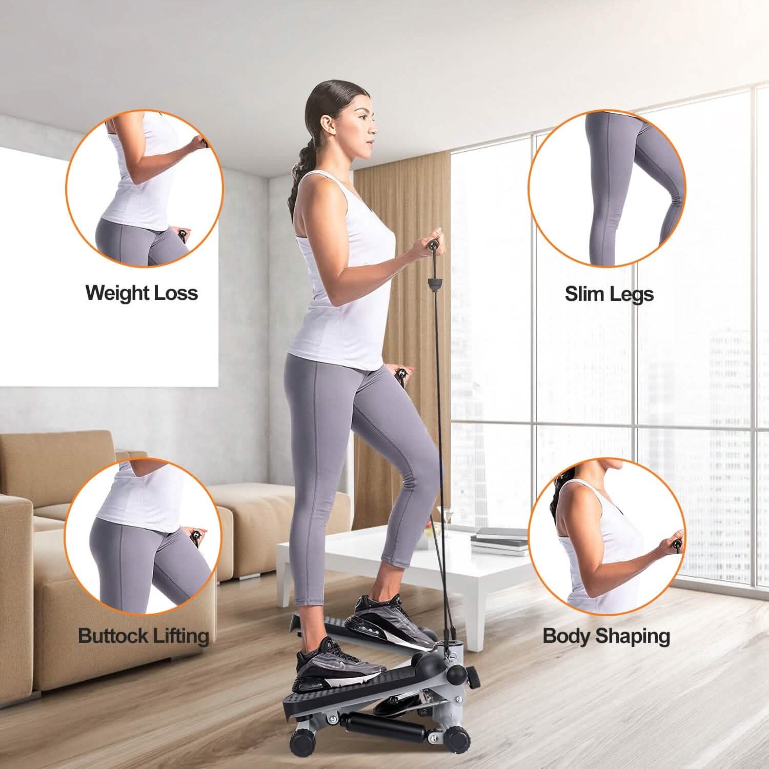 Mini Fitness Stepper with 2 Resistance Bands LCD Monitor DailySale