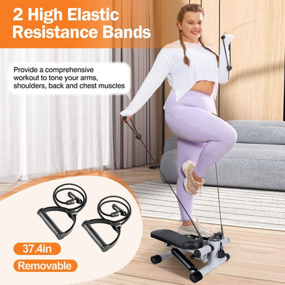 Mini Fitness Stepper with 2 Resistance Bands LCD Monitor DailySale