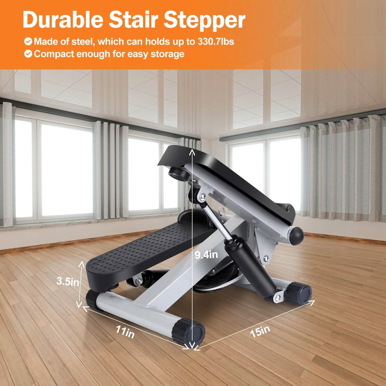 Mini Fitness Stepper with 2 Resistance Bands LCD Monitor DailySale