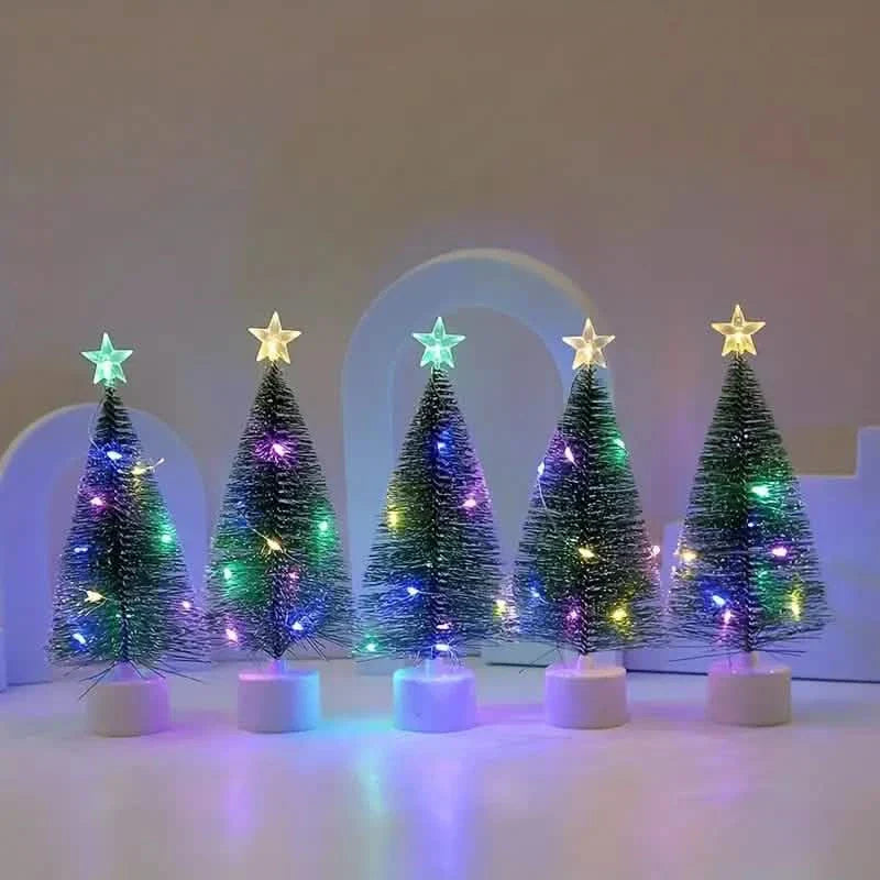 Mini Lighted Colorful Christmas Tree with LED Night Light Acrylic Artificial DailySale