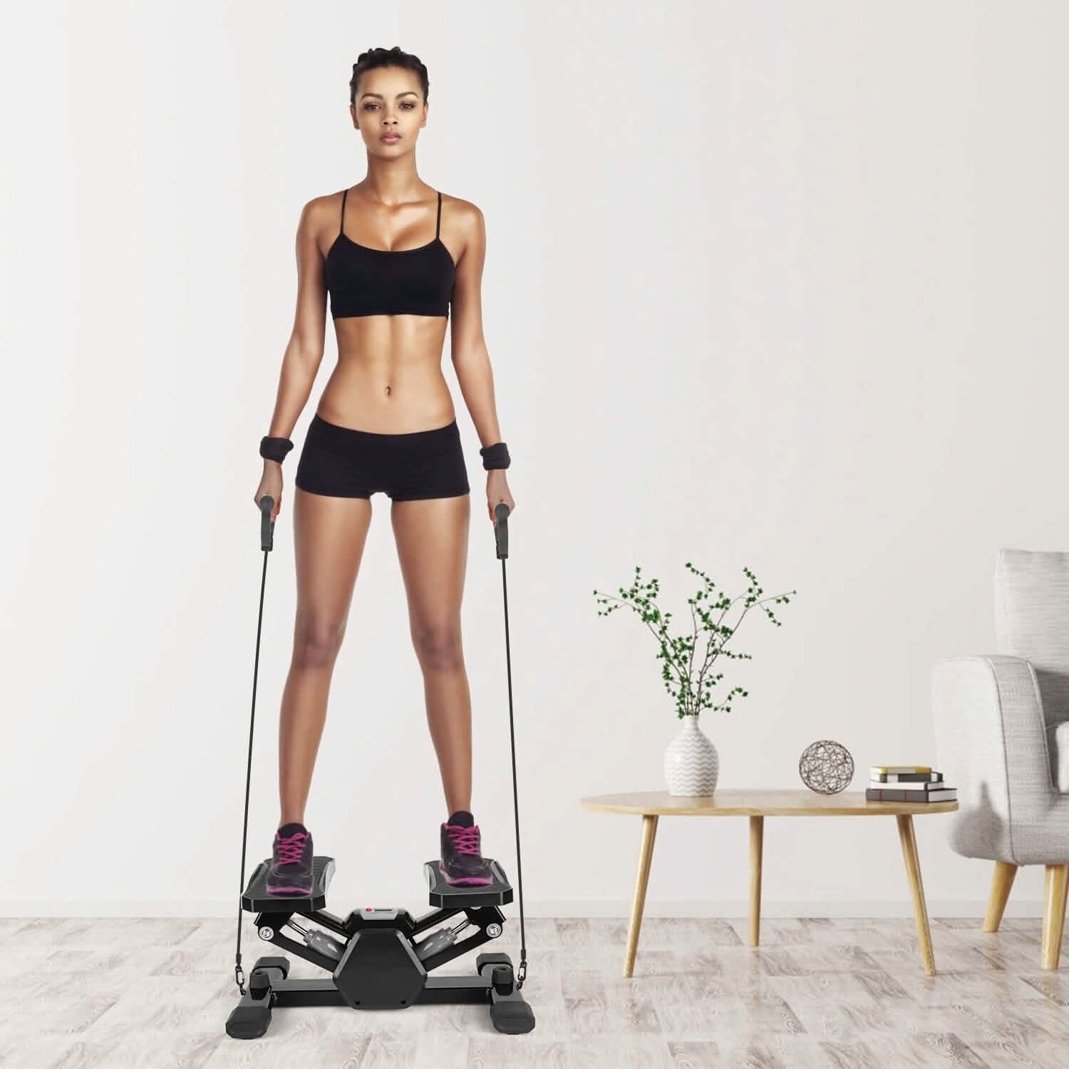 Mini Stepper Stair Stepper with Resistance Bands Quiet Workout with Digital Timer DailySale