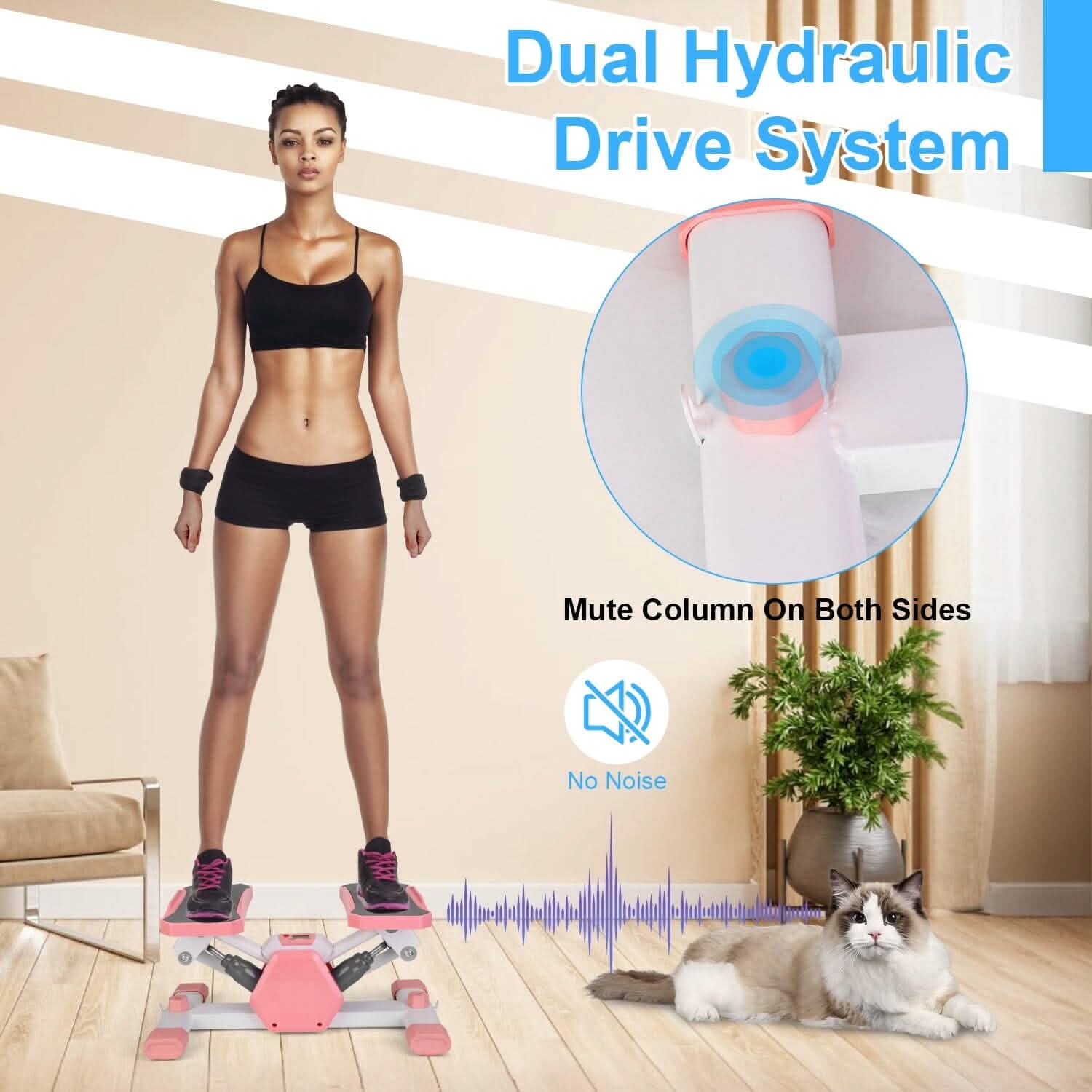 Mini Stepper Stair Stepper with Resistance Bands Quiet Workout with Digital Timer DailySale