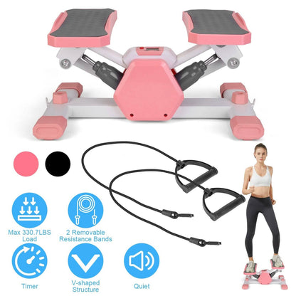 Mini Stepper Stair Stepper with Resistance Bands Quiet Workout with Digital Timer DailySale
