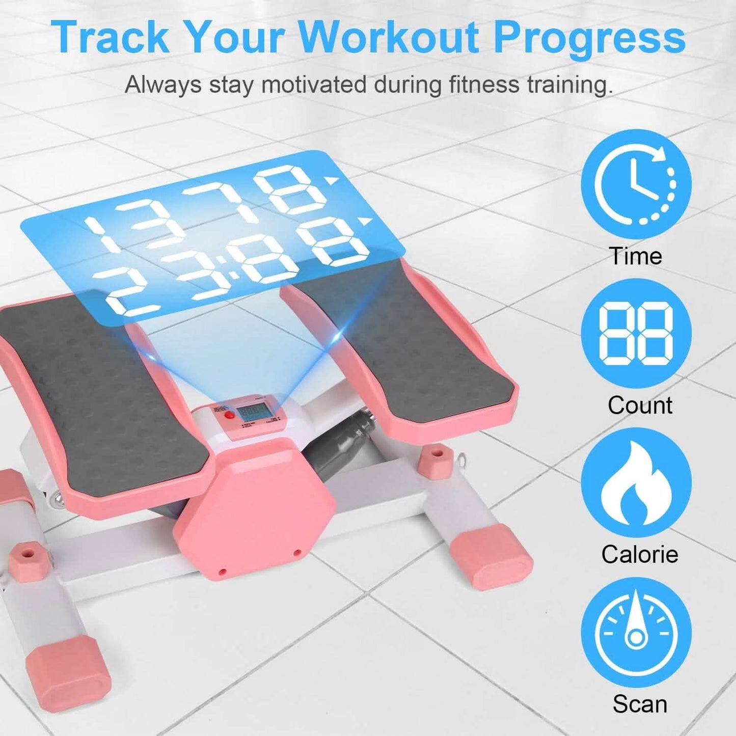 Mini Stepper Stair Stepper with Resistance Bands Quiet Workout with Digital Timer DailySale