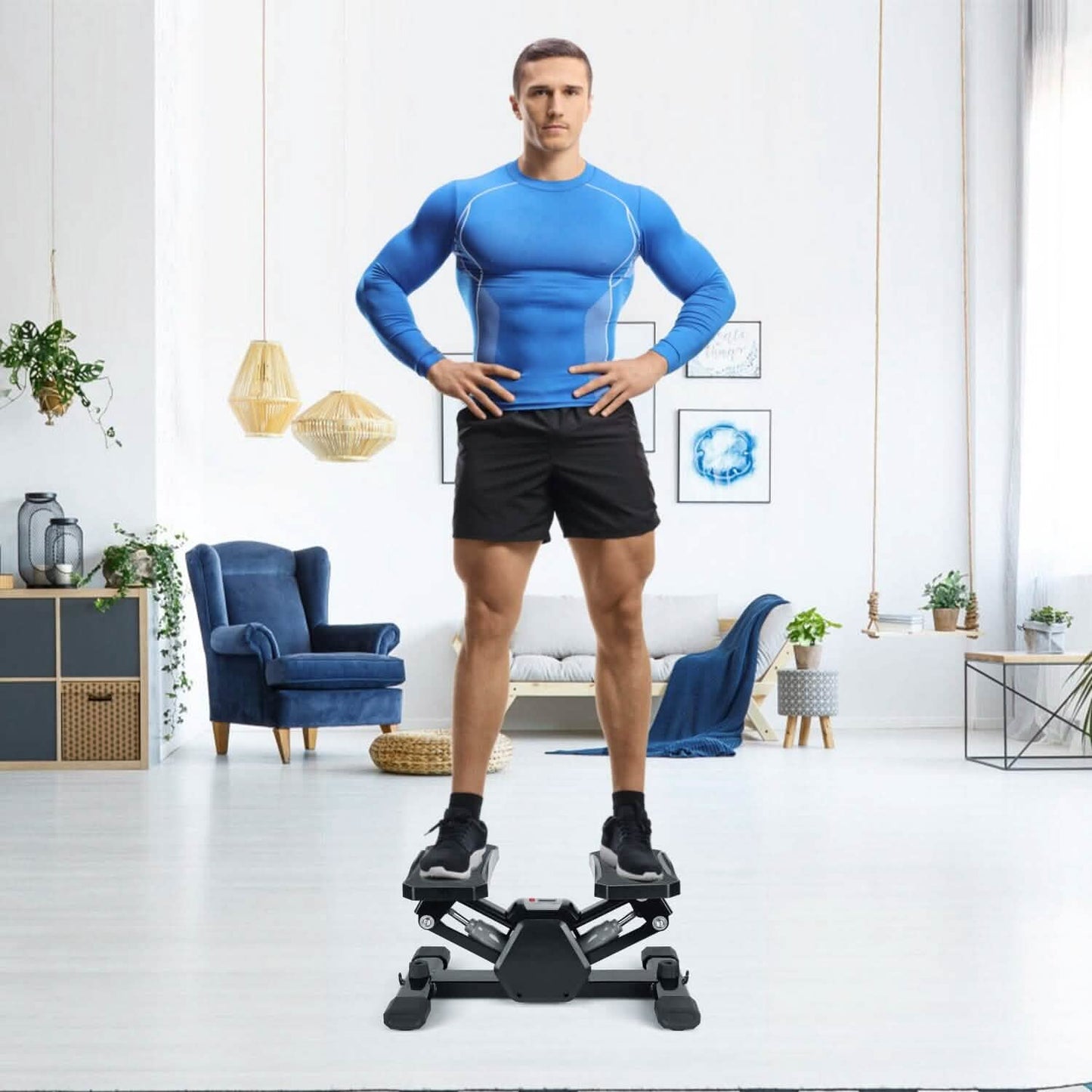 Mini Stepper Stair Stepper with Resistance Bands Quiet Workout with Digital Timer DailySale