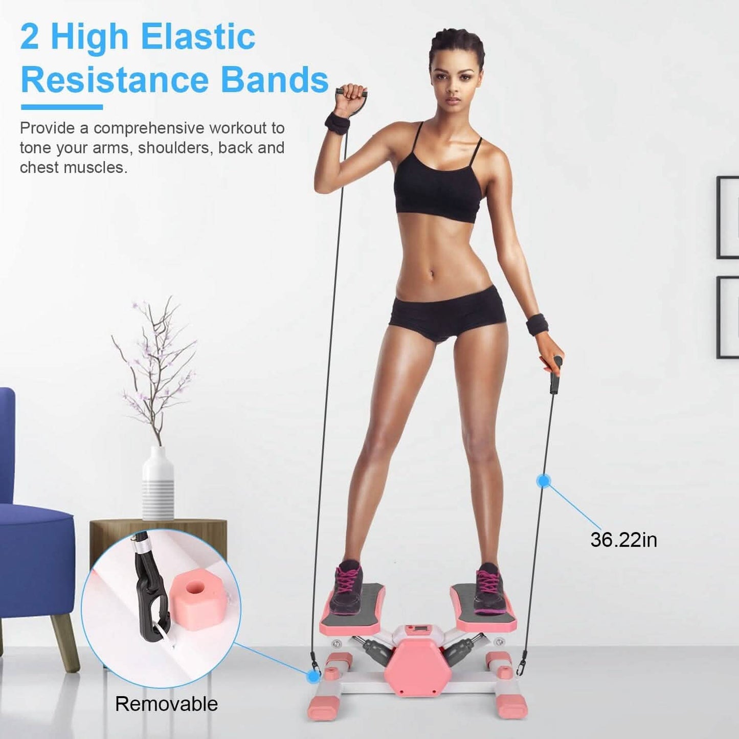 Mini Stepper Stair Stepper with Resistance Bands Quiet Workout with Digital Timer DailySale
