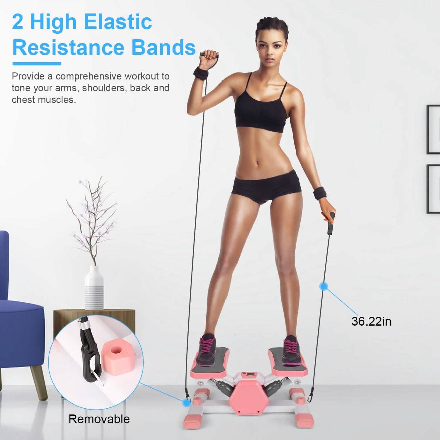 Mini Stepper Stair Stepper with Resistance Bands Quiet Workout with Digital Timer DailySale