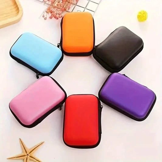 Mini Travel Portable Zippered Earphone, Coin, Jewelry, Accessory Box DailySale