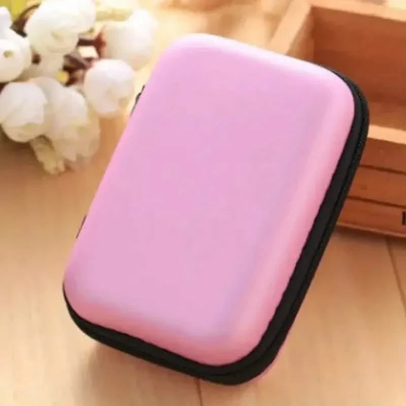 Mini Travel Portable Zippered Earphone, Coin, Jewelry, Accessory Box DailySale
